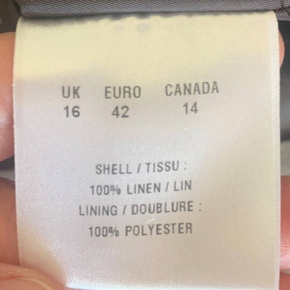 Precis Petite Linen Brown Orange Floral Embroidered Pleated A-Line Skirt Size 14 - Picture 11 of 11